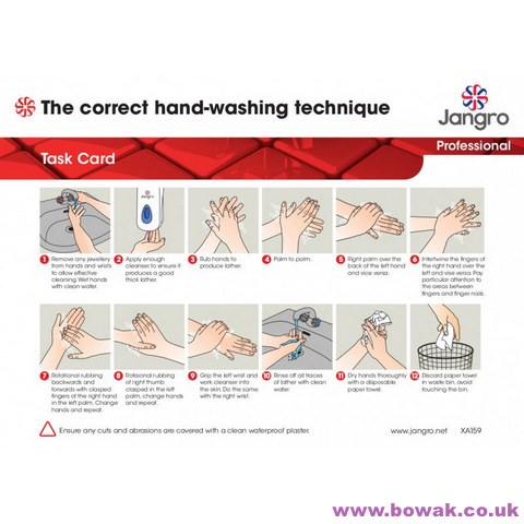 Kitchen Signs Hand Washing Guide - A4 wall chart - Bowak Ltd Website